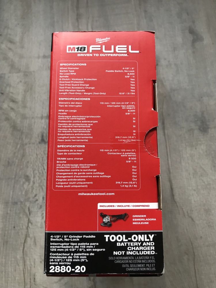 Безщіткова болгарка, УШМ Milwaukee FUEL M18 2880-20