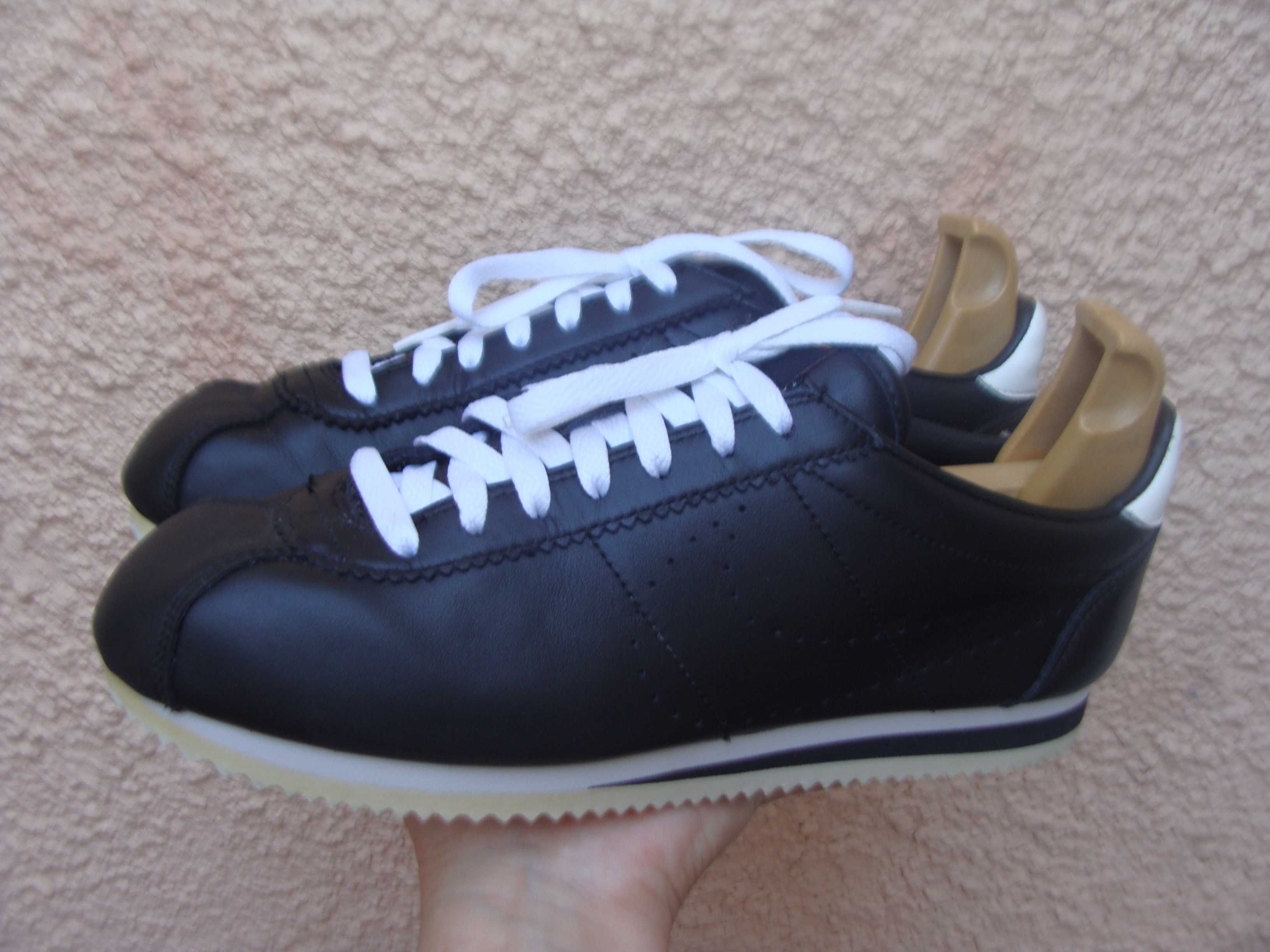42.5/27 см Nike cortez кроссовки черные кожаные оригинал