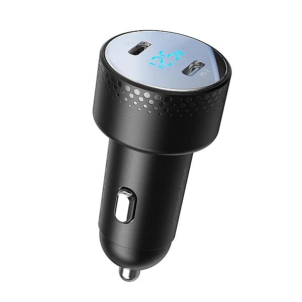 Ładowarka samochodowa 2x USB C 70W z wyświetlaczem LED Joyroom JR-CCD0