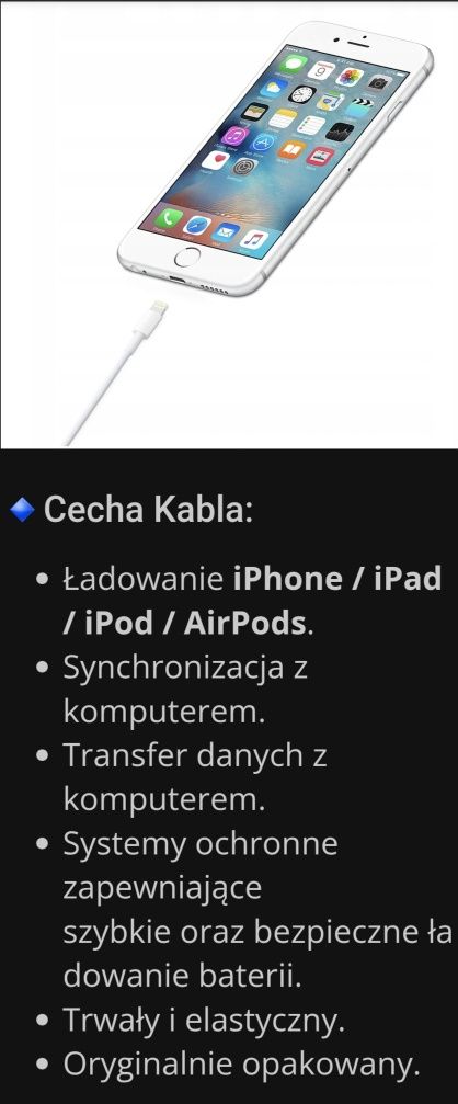 Przewód do IPod, IPad, IPhone