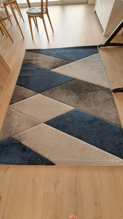 Dywan szaro granatowy geometria 160×220