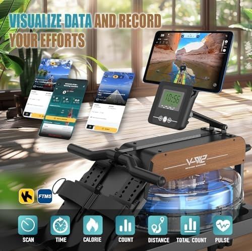 Nowy Wioślarz Wodny Ergometr Wioślarski VOWVIT Bluetooth Stalowa Rama