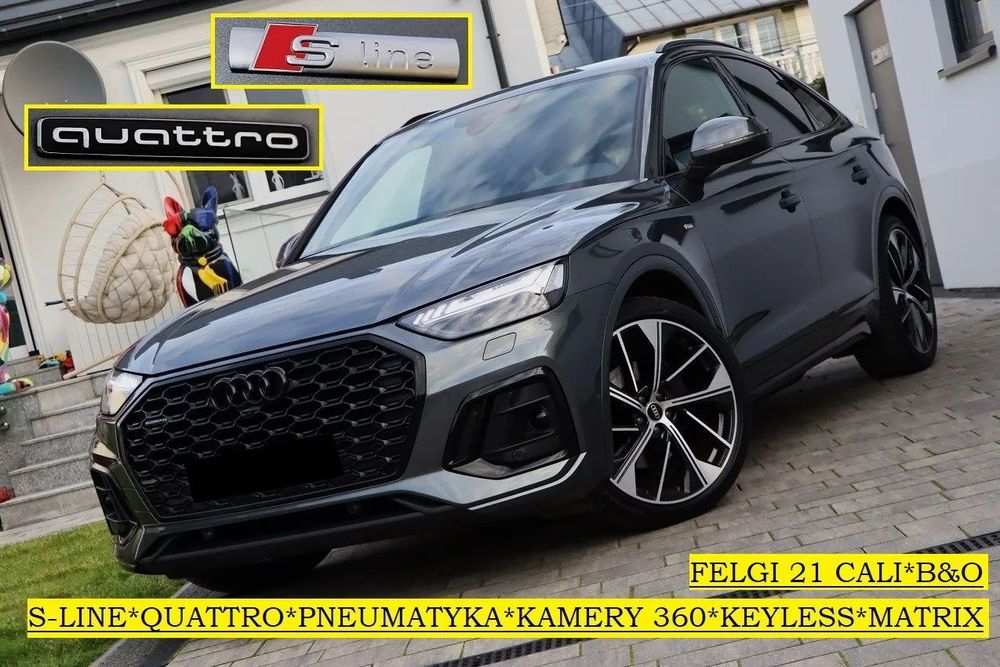 Audi Q5 Sportback *S-Line*Matrix*Pneumatyka*kamera*360*Keyless*EL*Fotele*Skóra*B&O*FULL