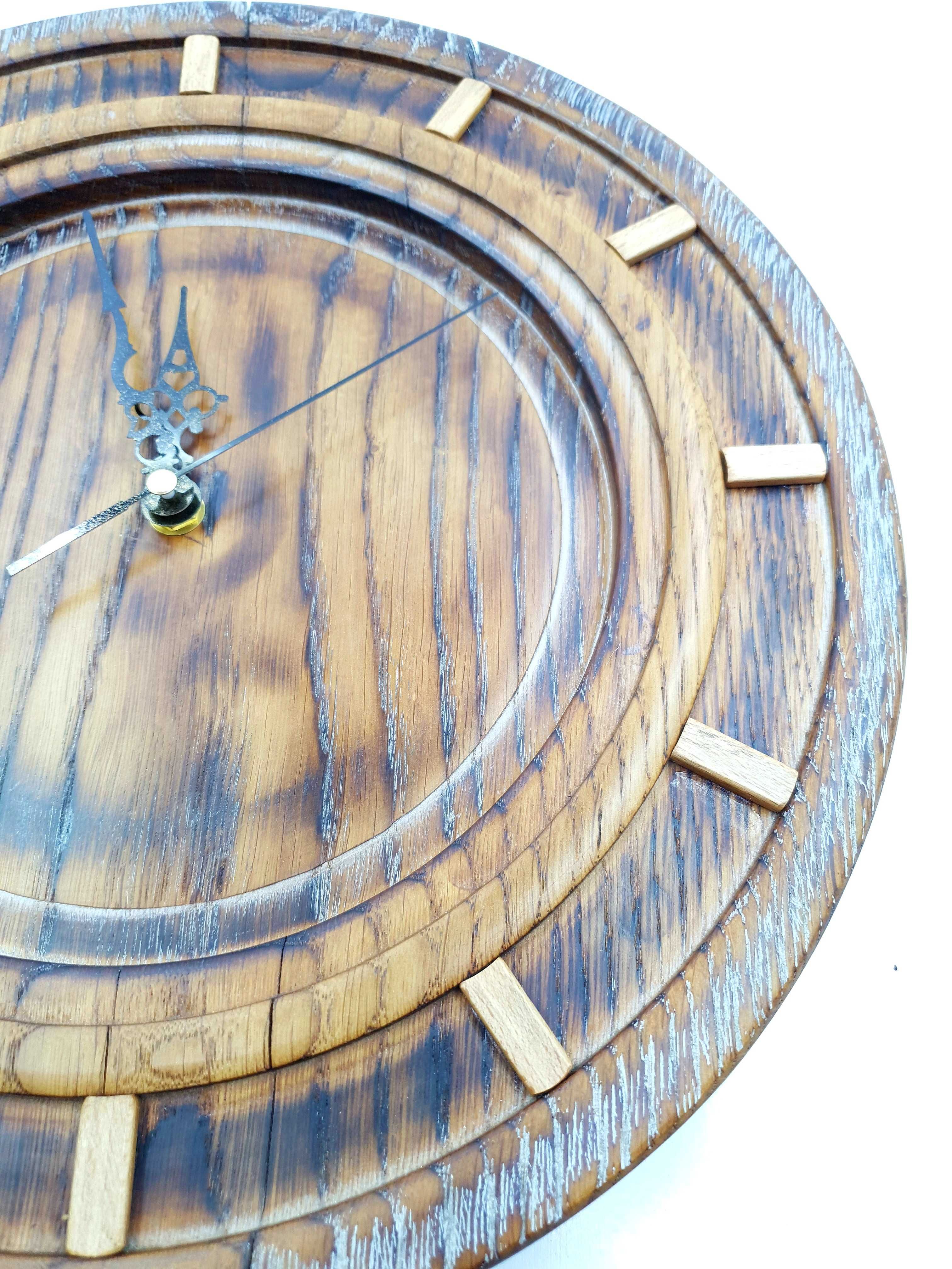 Drewniany Zegar Dębowy ścienny wiszący 35 cm