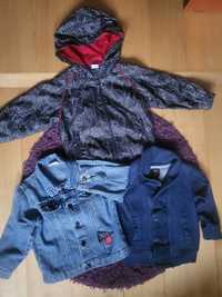 kurtka przejściowa, jeansowa i blezer dla chłopca r. 92 98
