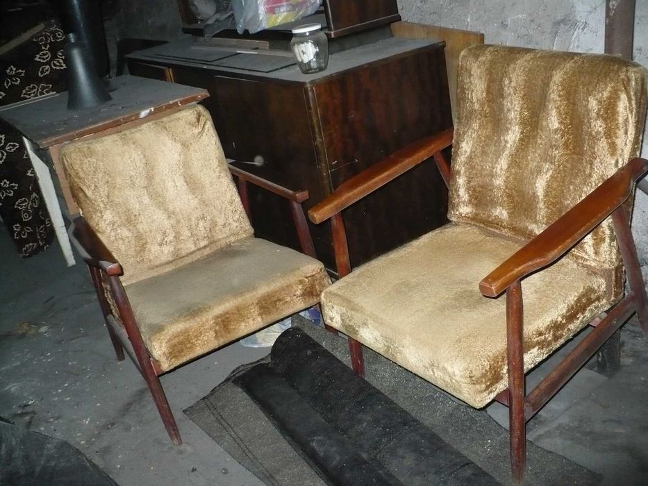 Fotel lisek PRL do renowacji vintage drewniane
