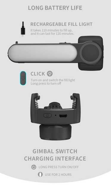 Стедікам стабілізатор Gimbal L09 з LED лампою та Bluetooth кнопкою