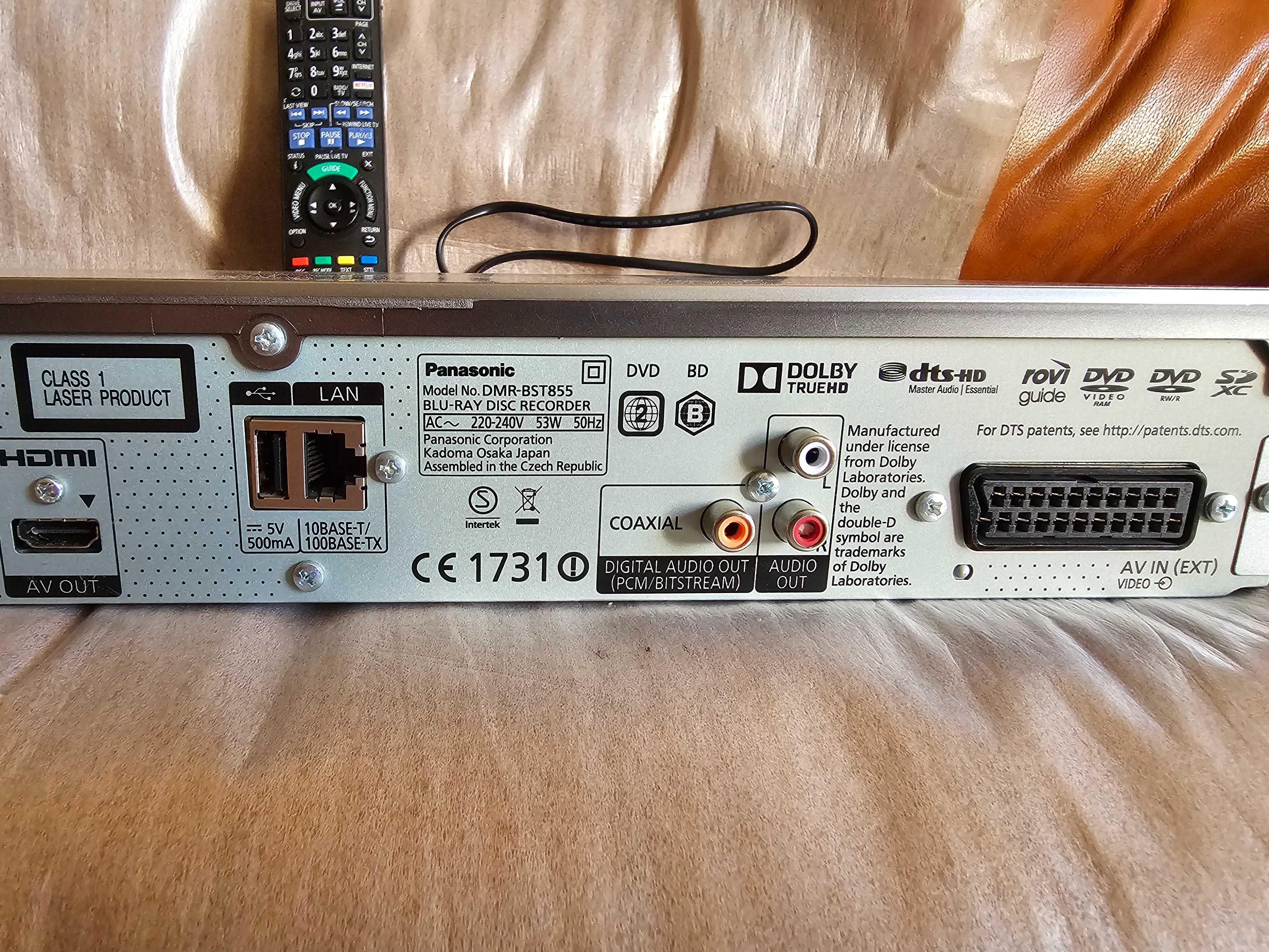 Blu-Ray DVD рекордер Panasonic DMR-BST855 SAT, WiFi, LAN, USB, DLNA