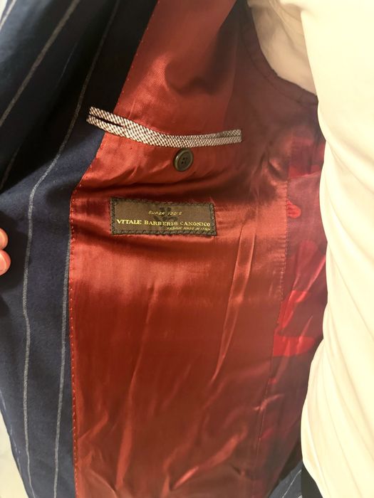 Garnitur jednorzędowy w prążek z wełny 120’S Vitale Barberis Canonico