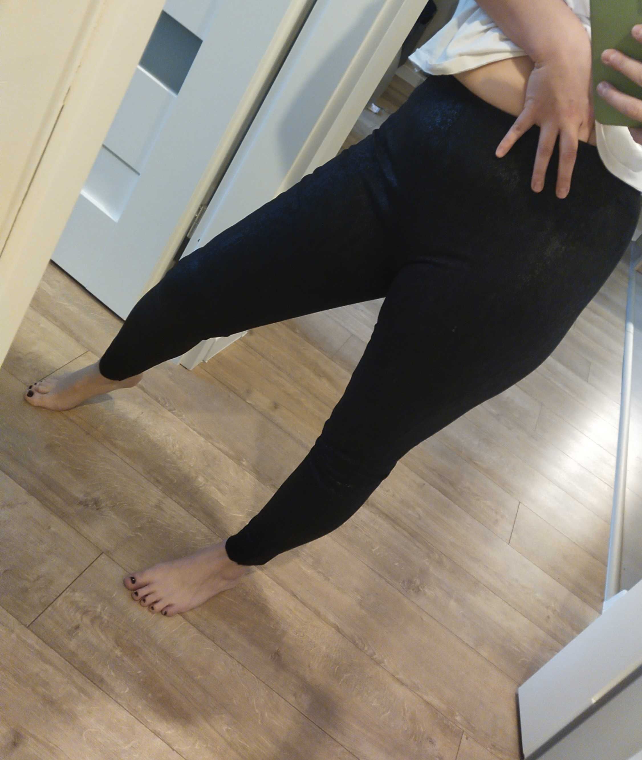 Legginsy czarne / ciepłe / czarne / S