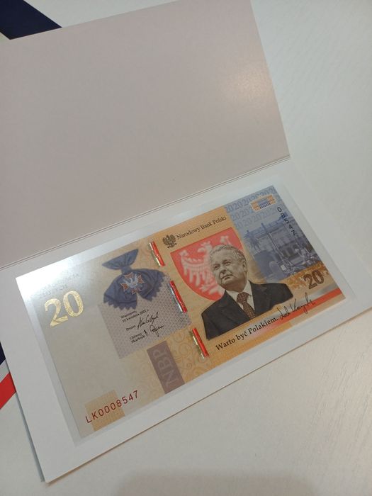 Niski numer 20 złotych Lech Kaczyński banknot kolekcjonerski