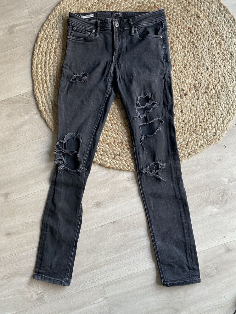 Spodnie jeansy z dziurami przecierane skinny fit Jack & Jones W30L32