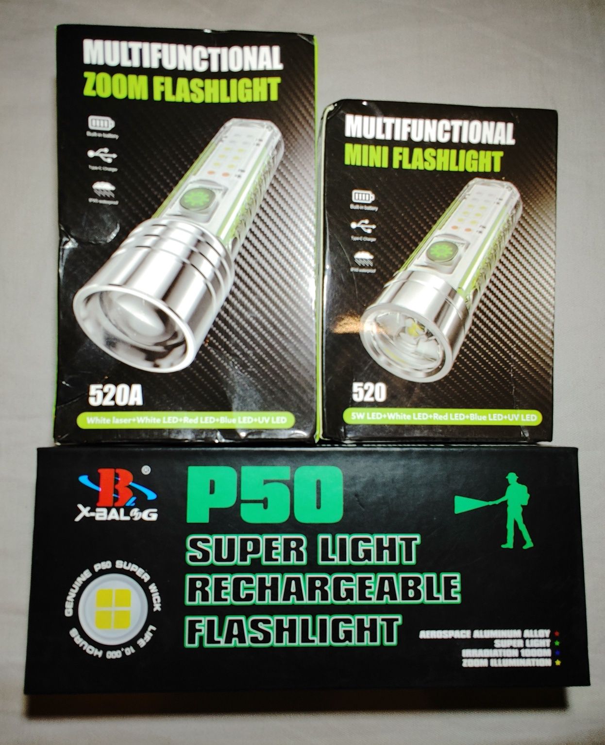 Супер яркий ручной фонарь BL-P02-P50 520 520A Магнит IPX5 Zoom