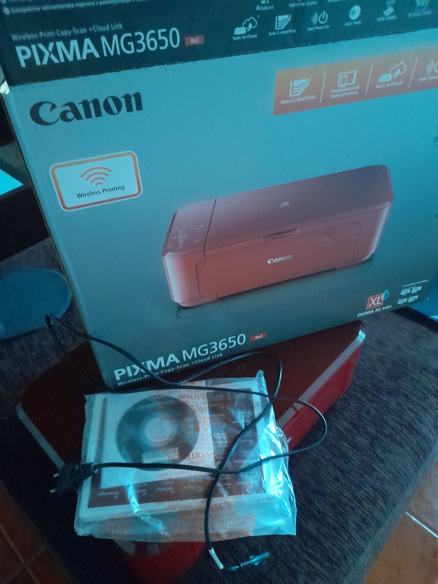 Impressora Canon MG3650 vermelha com erro ainda nao corrigido