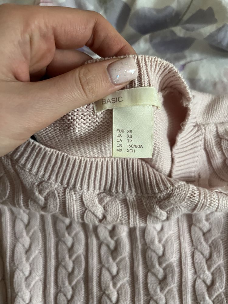 Рожева кофта з косами H&M розмір хс/с