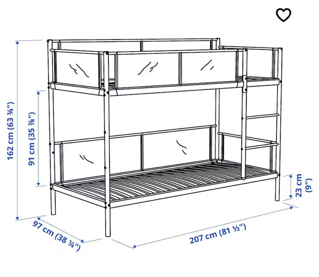 Rama łóżka piętrowego, Vitval, Ikea, biały/jasnoszary