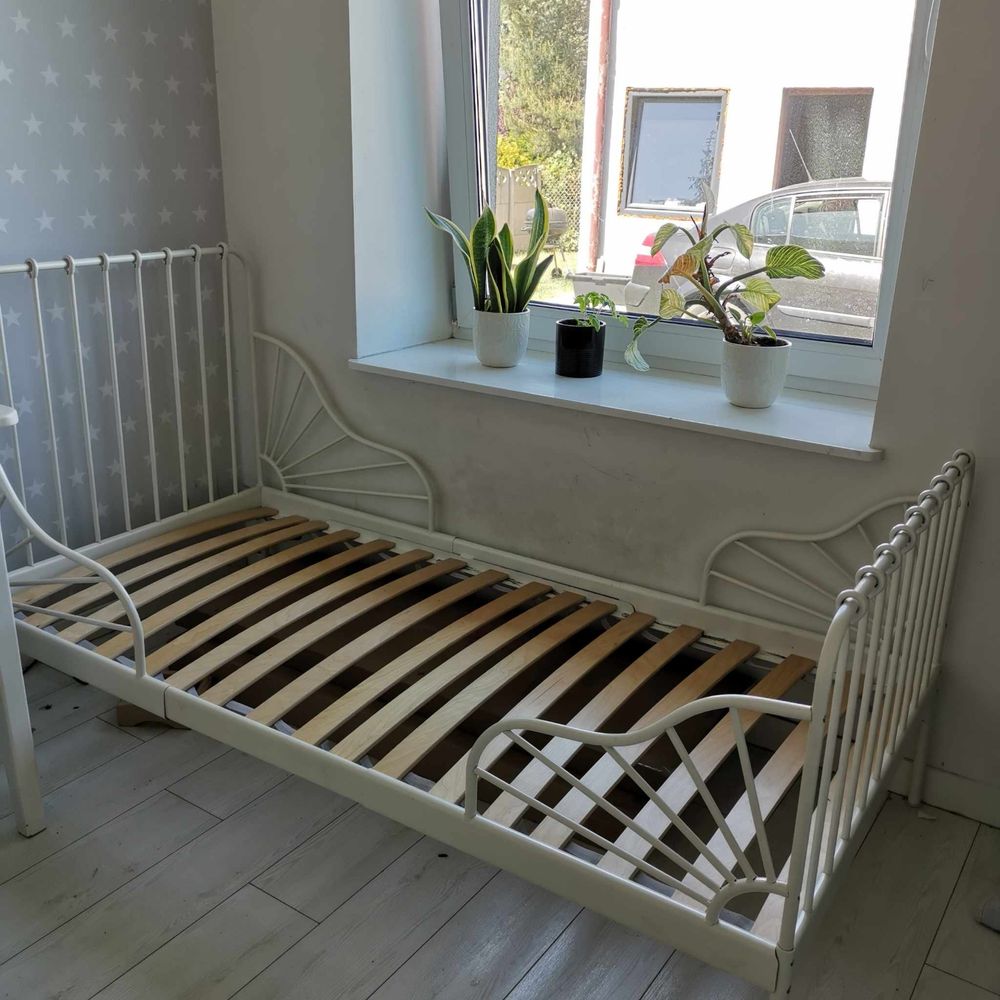 Łóżko Ikea Minnen 80 x 200 cm biały metalowe