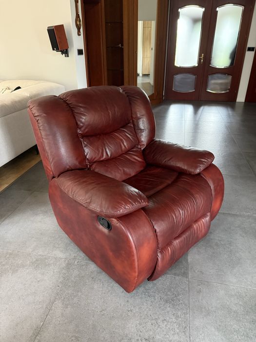 Skórzany Fotel bujany z mozliwoscia rozłożenia