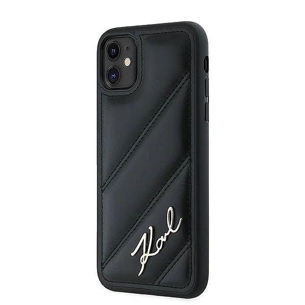 Etui Karl Lagerfeld Diagonal Quilted Script na iPhone 11 / Xr - czarne