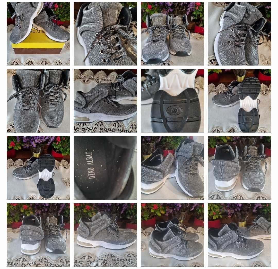 NOWE buty adidasy R 39 sneakersy sportowe srebrne brokat do biegania