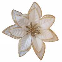 kwiatek poisencja na choinkę biały złoty gwiazda betlejemska 10 szt