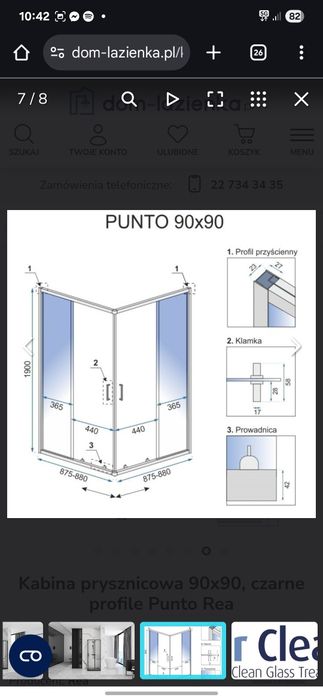 Kabina prysznicowa 88×88 NOWA