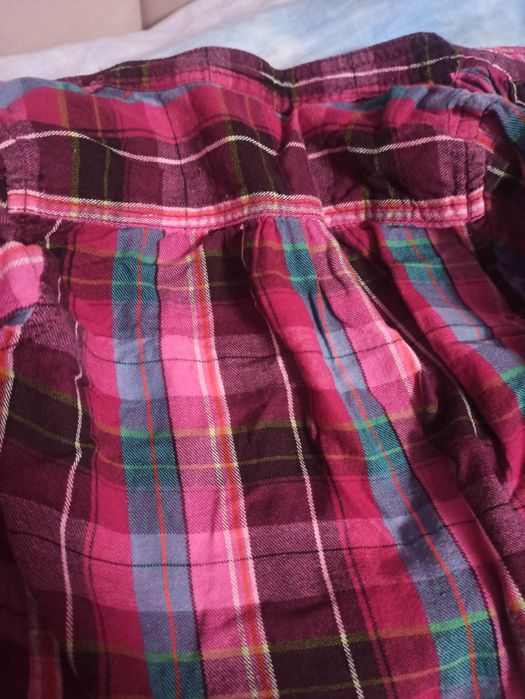 Koszula bluzka kratka, podwinięty rękaw.