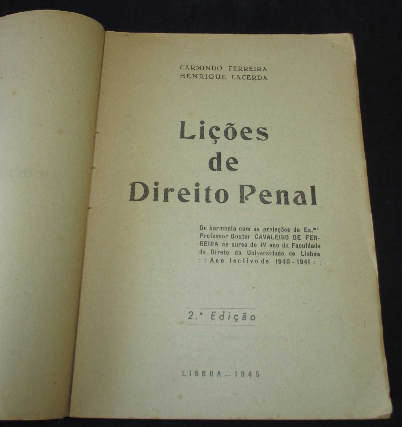 Livro Lições de Direito Penal 2ª edição 1945