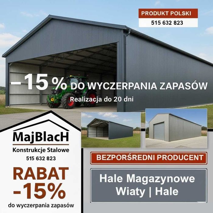- 15% - Wiata /Hala Garaż Blaszany Grafit | Montaż Gratis - Maj-Blach