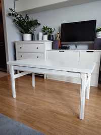 Ława - stół (ławostół) rozkładana na 6 sposobów, biała, drewniana