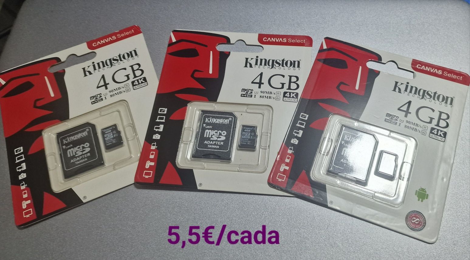 Cartoes de memoria de 4GB, 8GB, 16GB