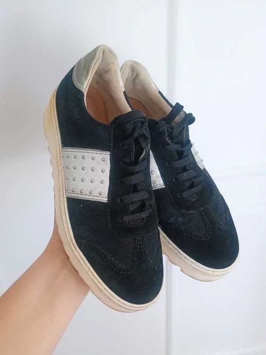 Sneakersy buty na wysokiej podeszwie skórzane clarks 38