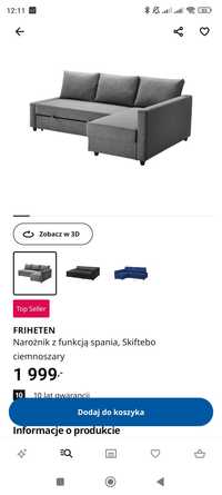 Narożnik Ikea z funkcją spania