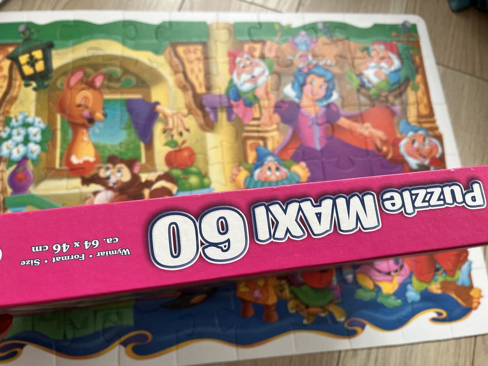 Puzzle efukacyjne Śnieżka i 7 krasnoludków, wymiary na zdjeciach