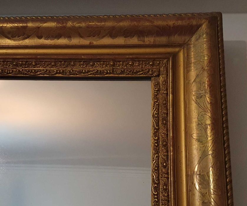 Espelho antigo moldura madeira de talha dourada, sec. XIX