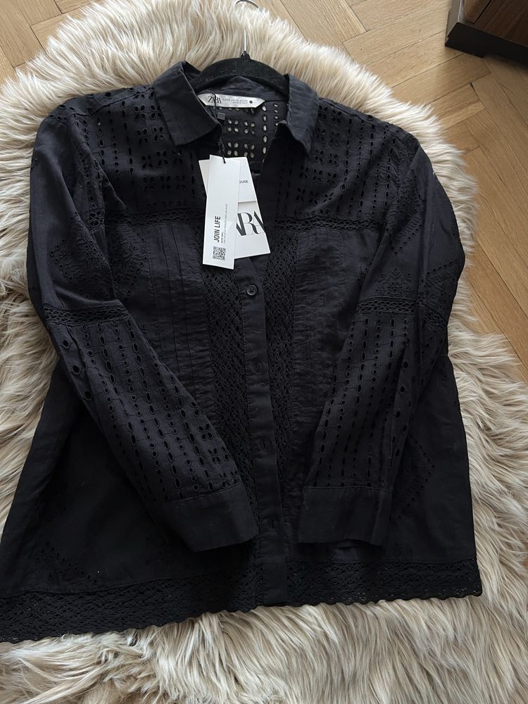 Nowa koszula z haftem ażurowa zara xs