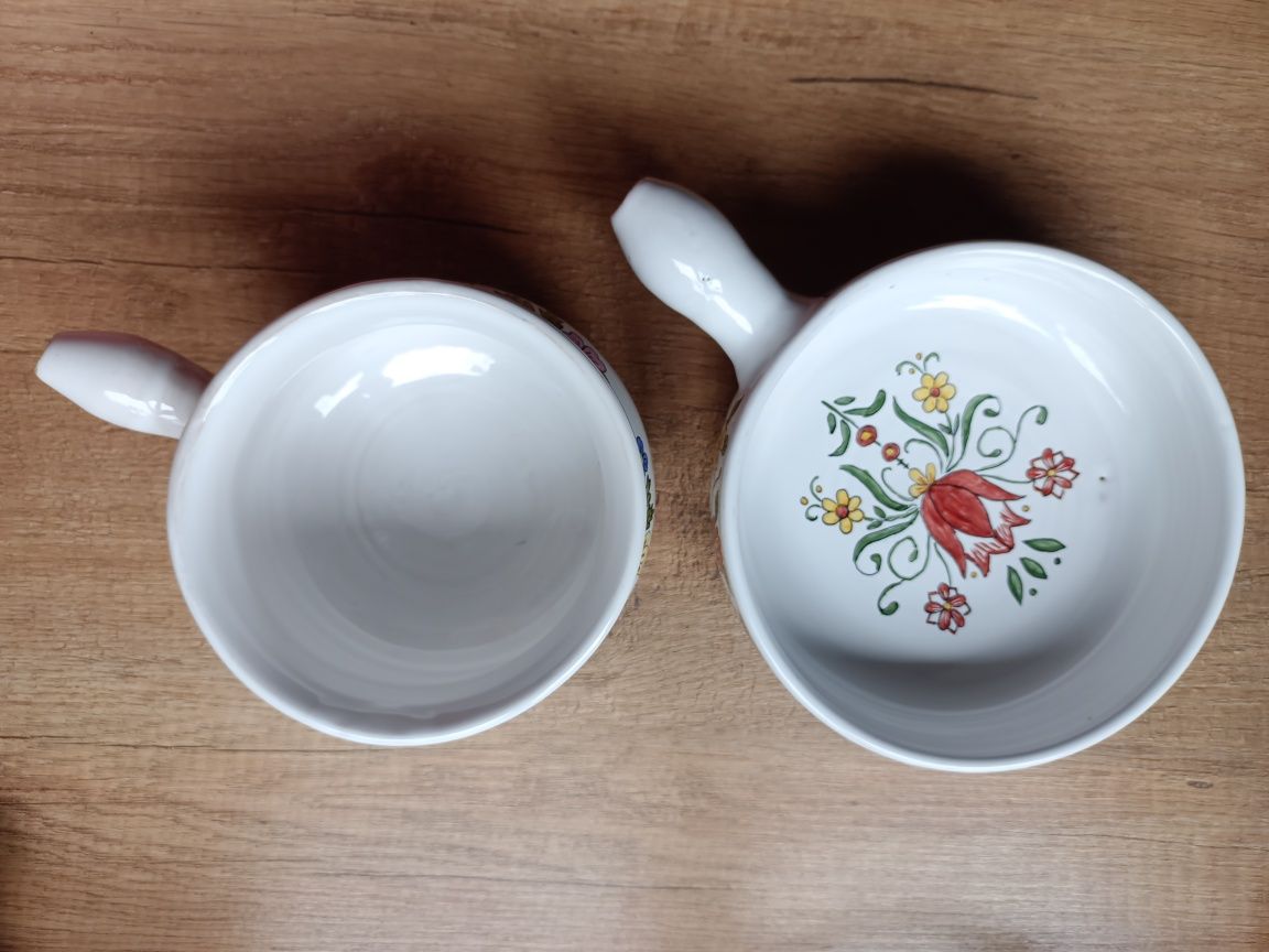 Garnuszki porcelanowe ręcznie malowane do pieczenia antyki Grelhe 86