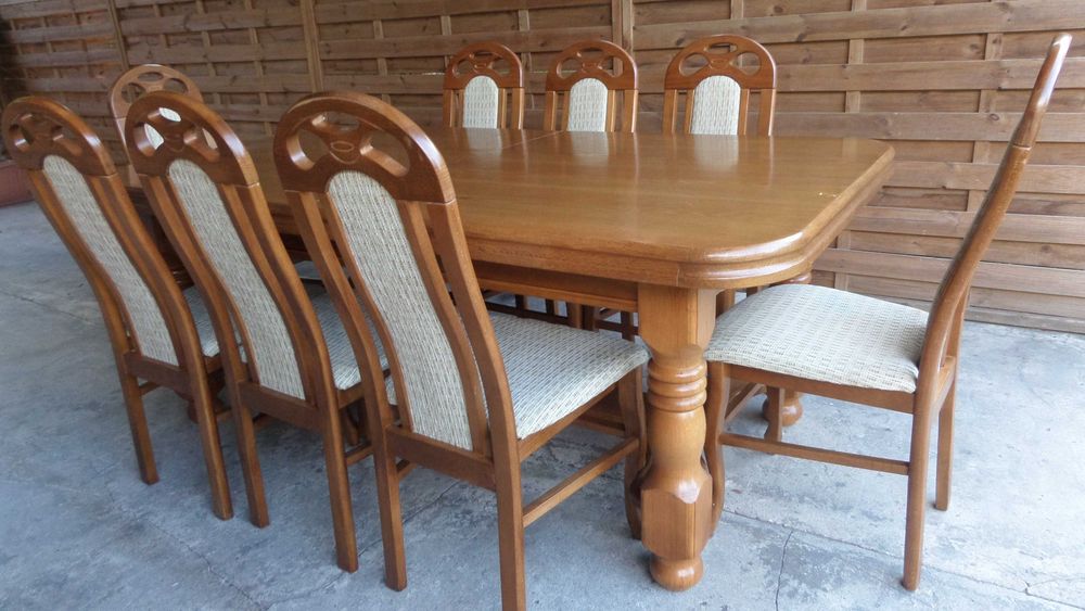 piękny duży masywny dębowy stół 12 krzeseł stan bdb wysyłka dowóz