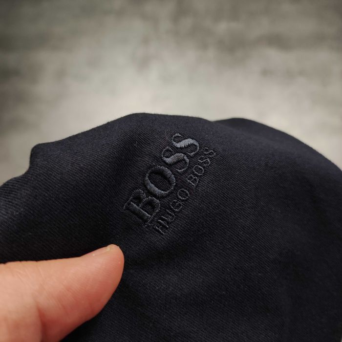 MĘSKA PREMIUM Koszulka Boss Elegancka Hugo Haft Ciemny Granat Classic