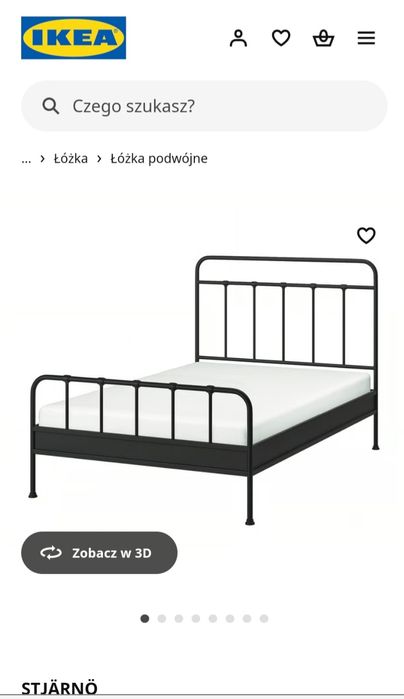 Łóżko podwójne stalowe 140x200 z Ikea.