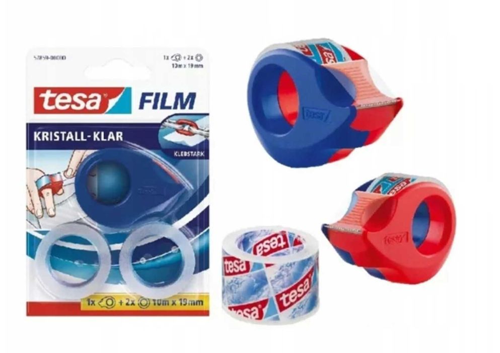 Podajnik taśm TESA 57859 + 2 taśmy jednostronne 10m x 19 mm