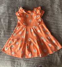 Sukienka pomarańczowa dla dziewczynki krótki rękaw, rozmiar 110, C&A