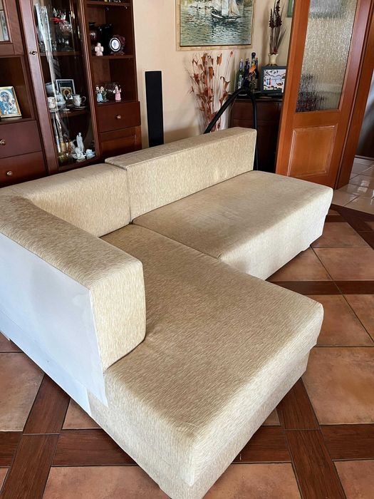 Rogówka kremowa rozkładana 225 x 145 - sofa narożna