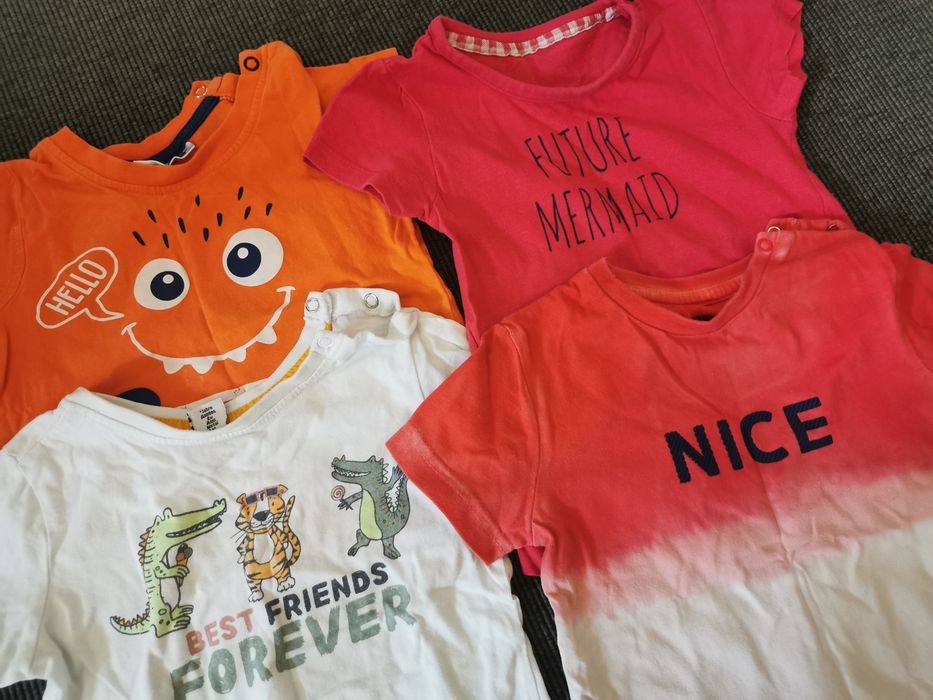 Zestaw t-shirt 4 sztuki, 80 i 86