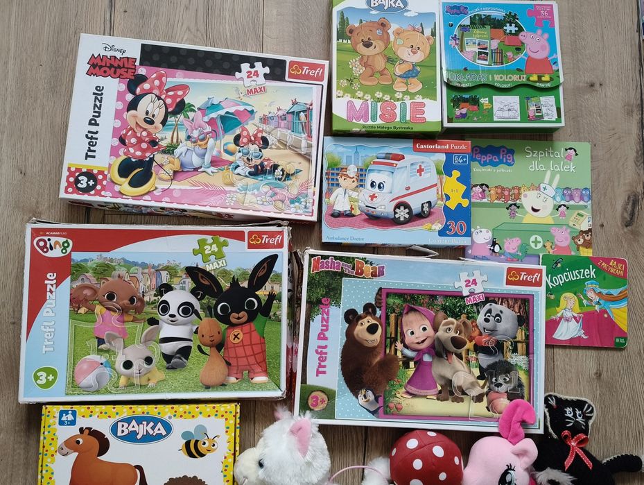 Puzzle, lalki, maskotki - cały zestaw
