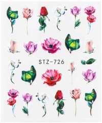 stz726 naklejki wodne na paznokcie róże kwiaty