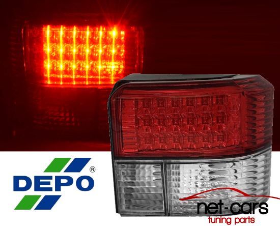 Lampy tylne tył VW T4 LED -04 CARAVELLA TRANSPORTER czerwono białe