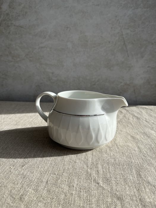 Zestaw śniadaniowy Thomas bialy ze srebrną dekoracją