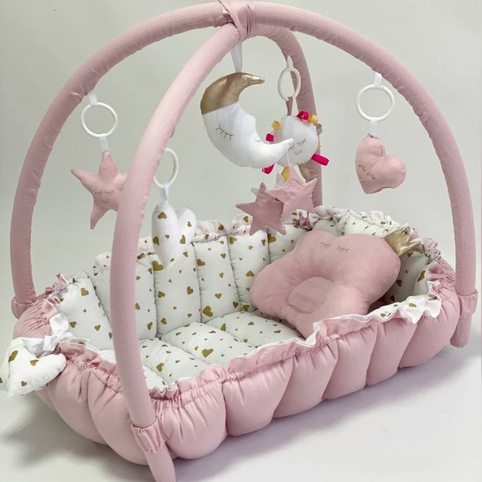 Кокон для немовлят 2в1 Happy Luna Babynest Playmate Рожевий
