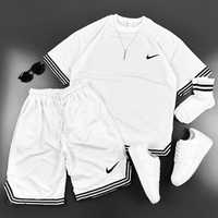 Чоловічий костюм найк шорти футболка білий Nike